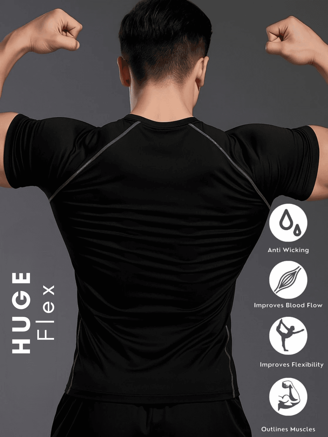 Huge Flex Black Compression T-Shirt product image 3